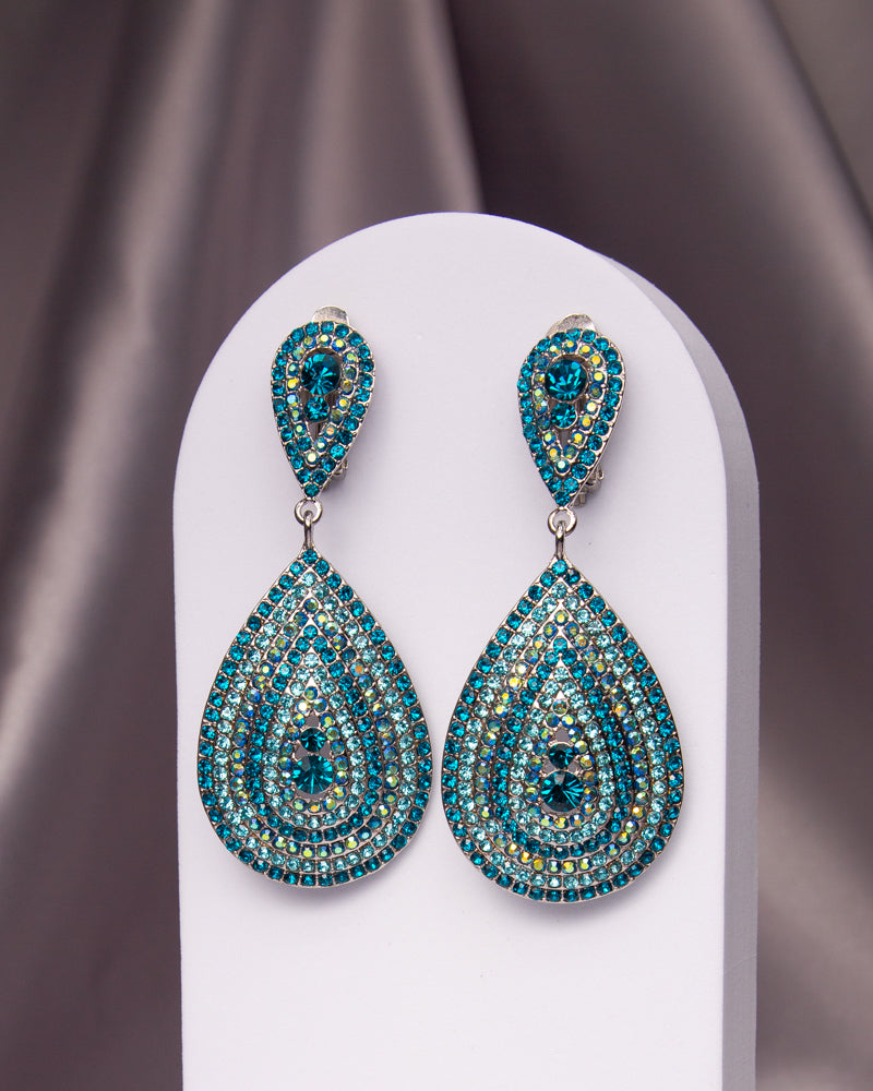 Alexis Teardrop Shaped Crystal Pave Clip-On Earrings