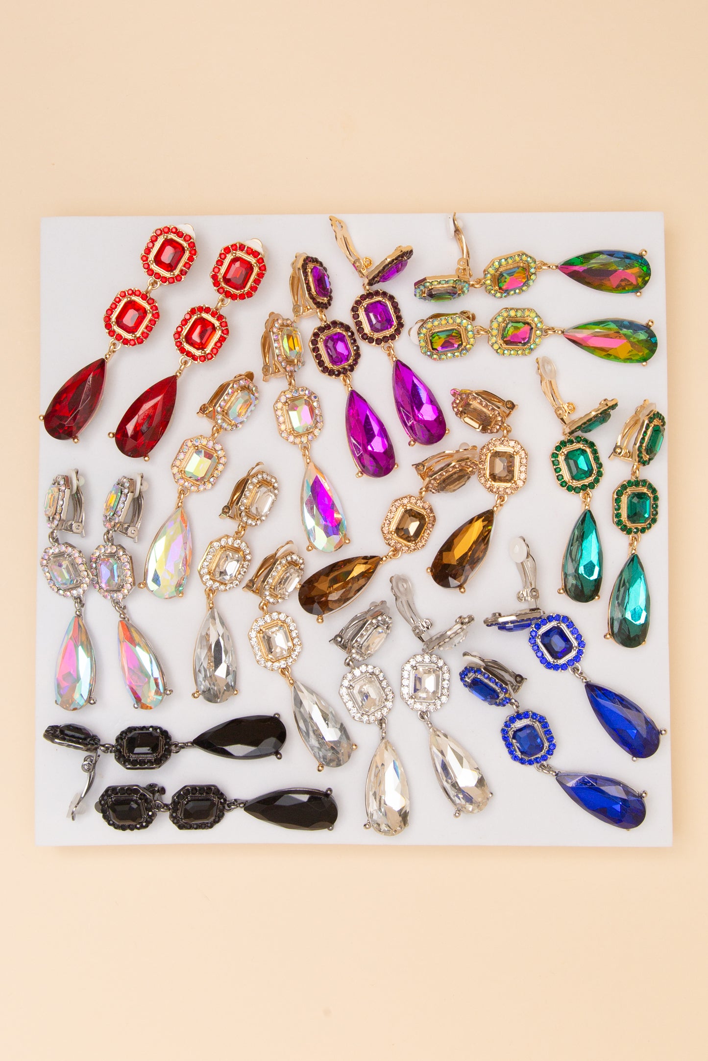 Lisa Rhinestone Pavé Crystal Linear Clip-On Earrings