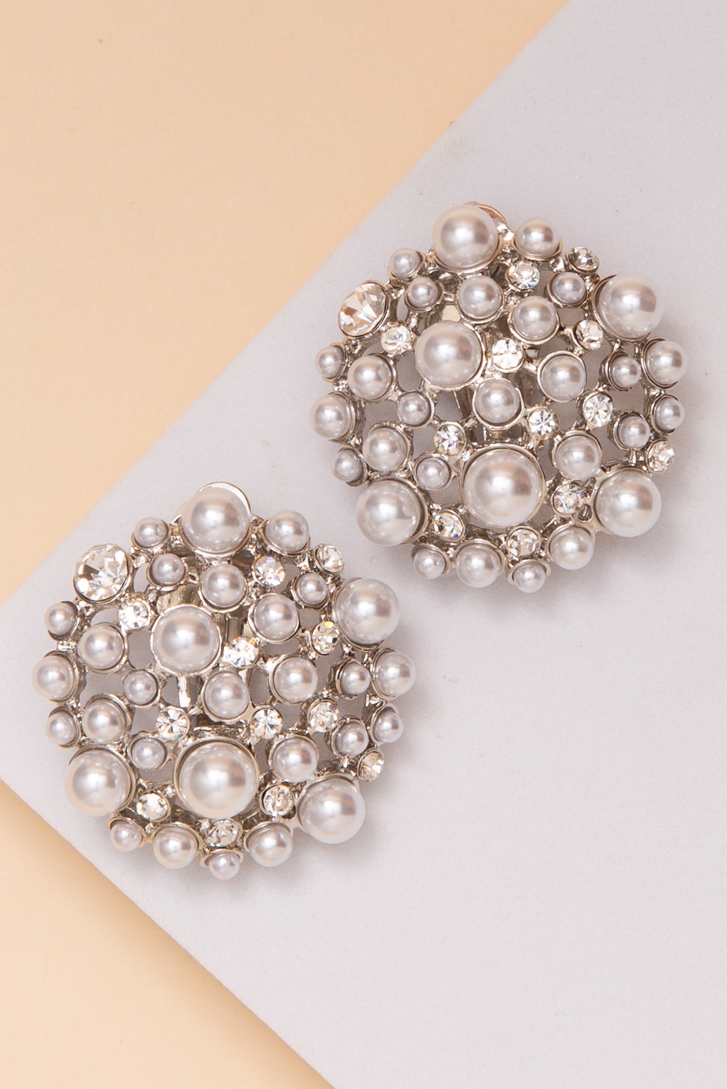 Isabel Pearl and Crystal Cluster Clip-On Earrings