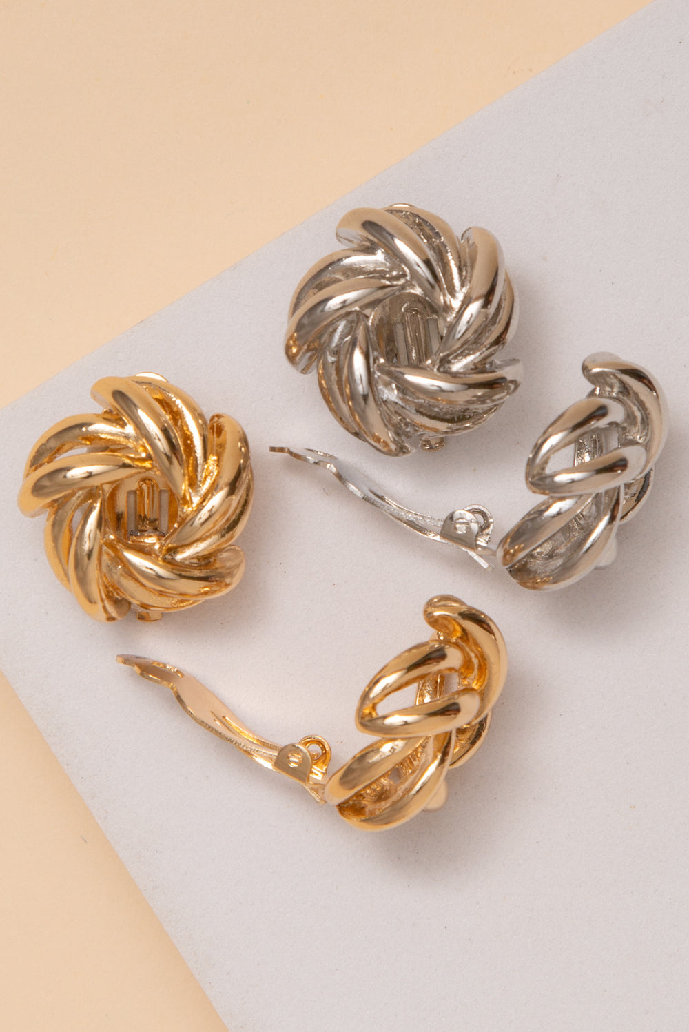 Veronica Polished Rounded Knot Clip On Earrings