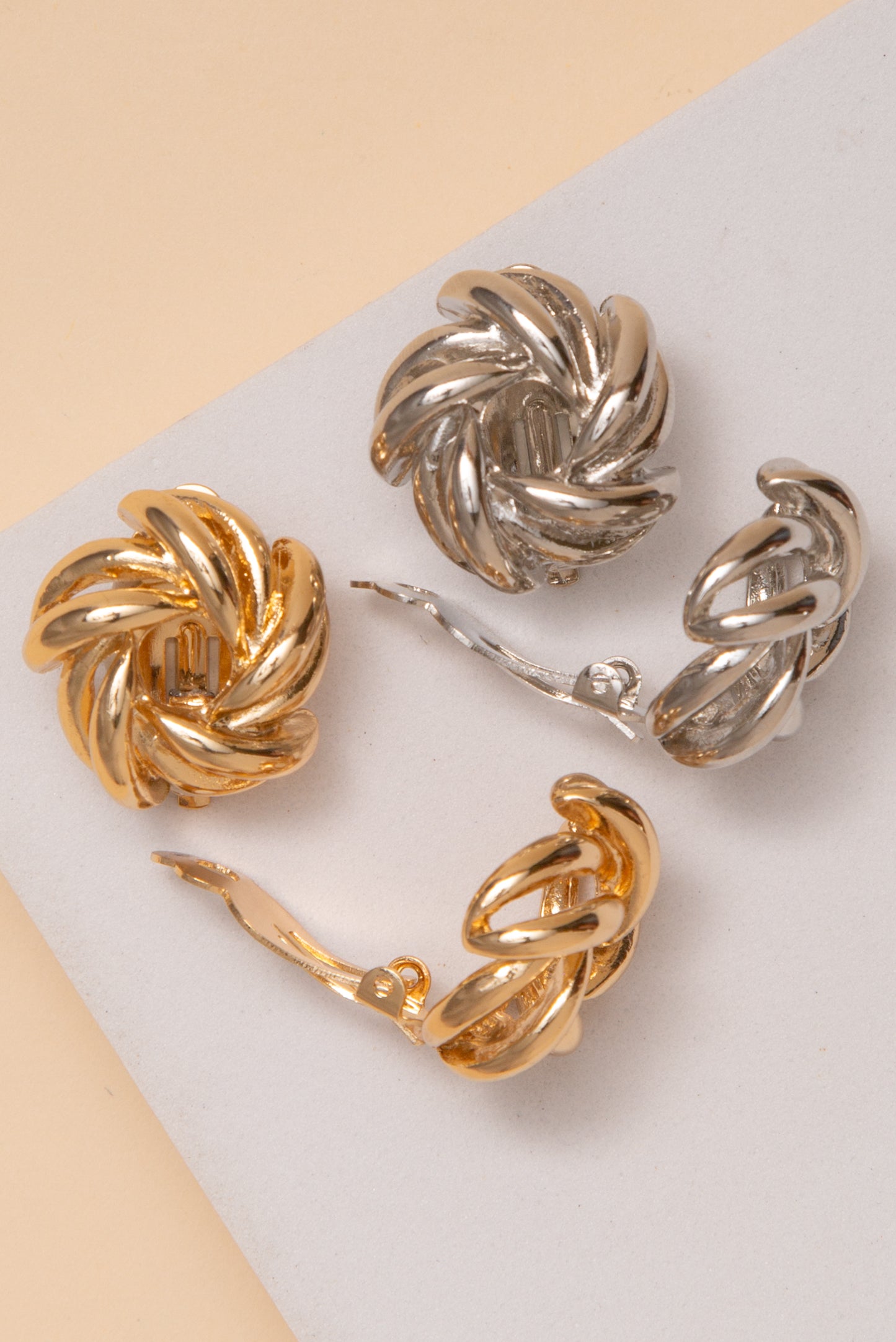 Veronica Polished Rounded Knot Clip On Earrings
