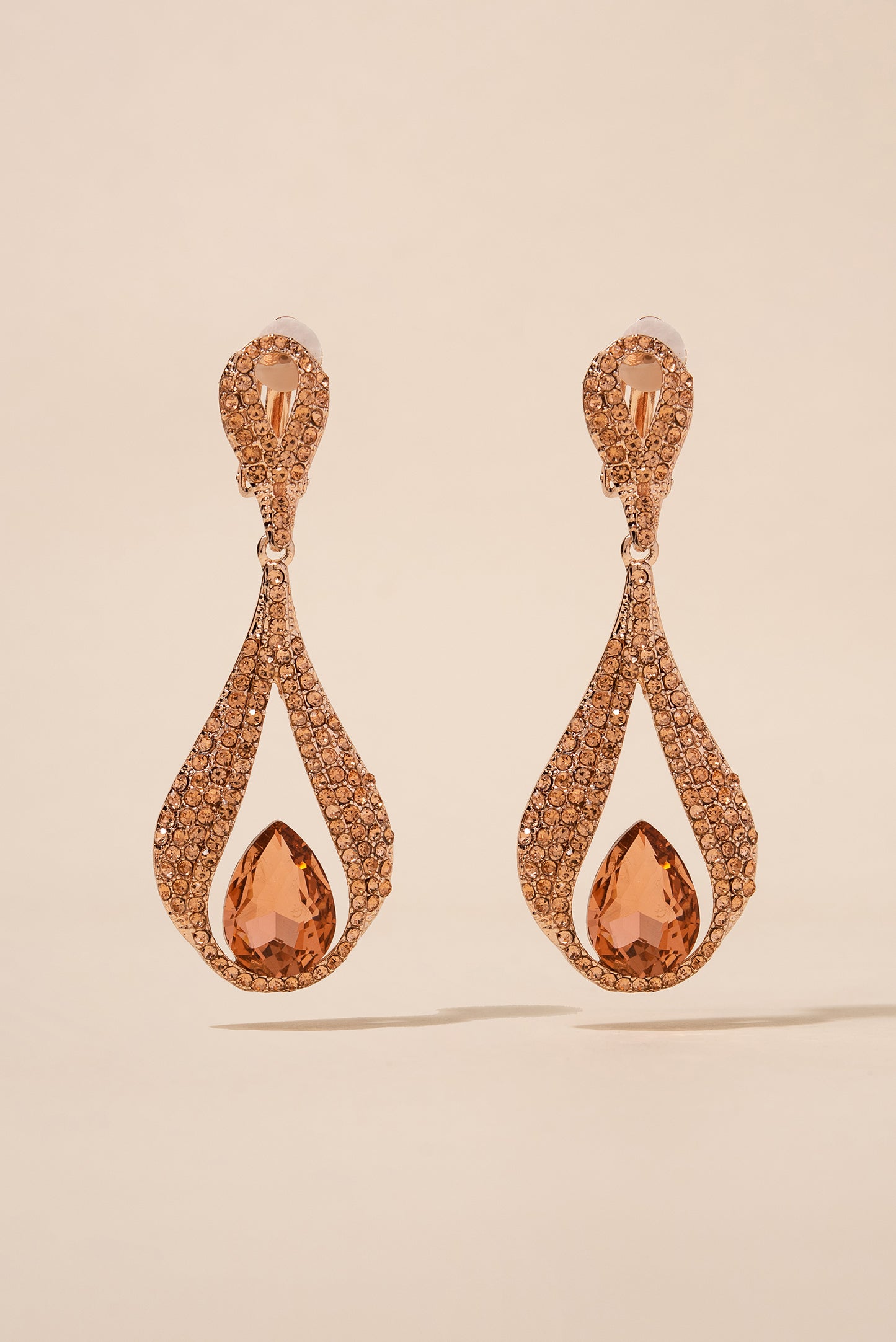 Liliana Infinity Teardrop Rhinestone Clip-On Earrings