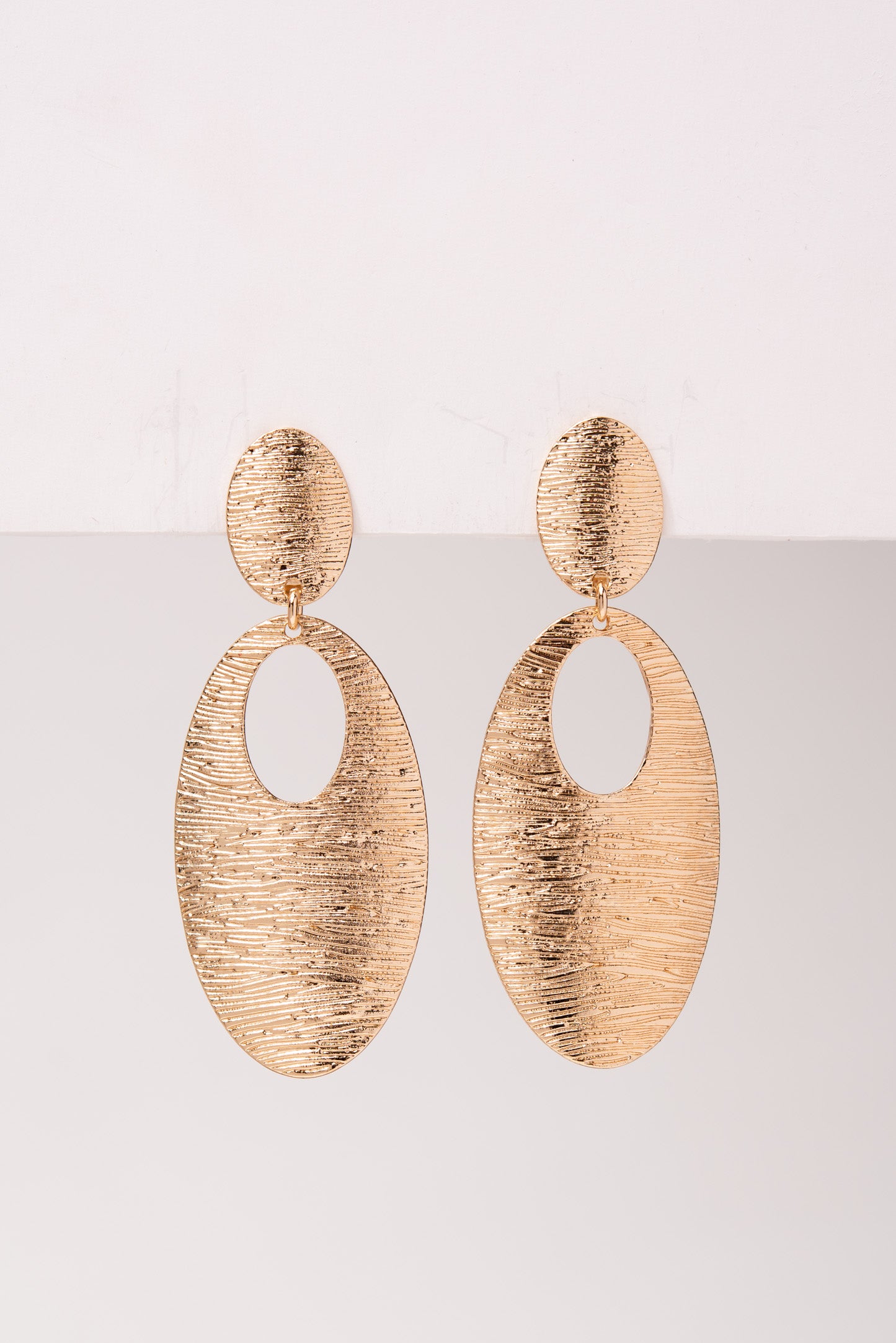 Liv Brushed Metal Oval Clip-On Earrings
