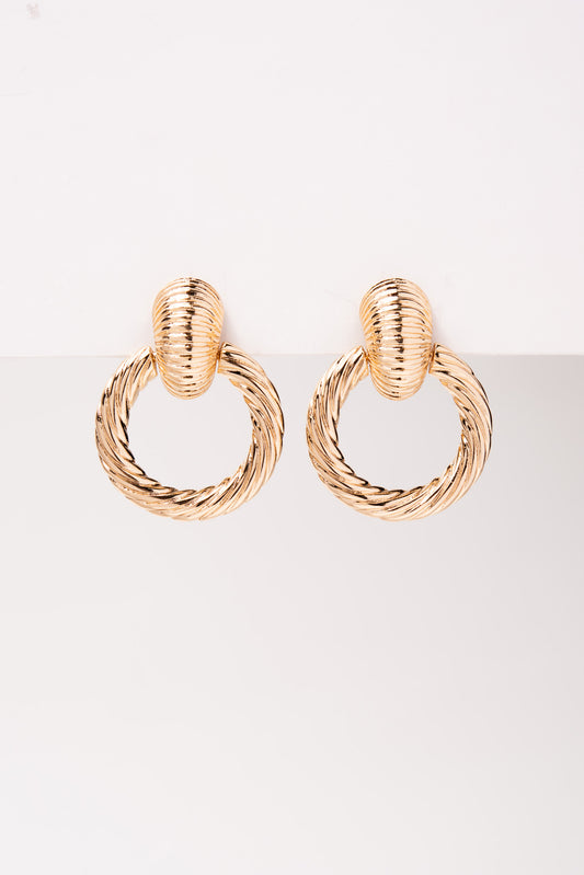 Emma Circle Door Knocker Clip-On Earrings - Gold