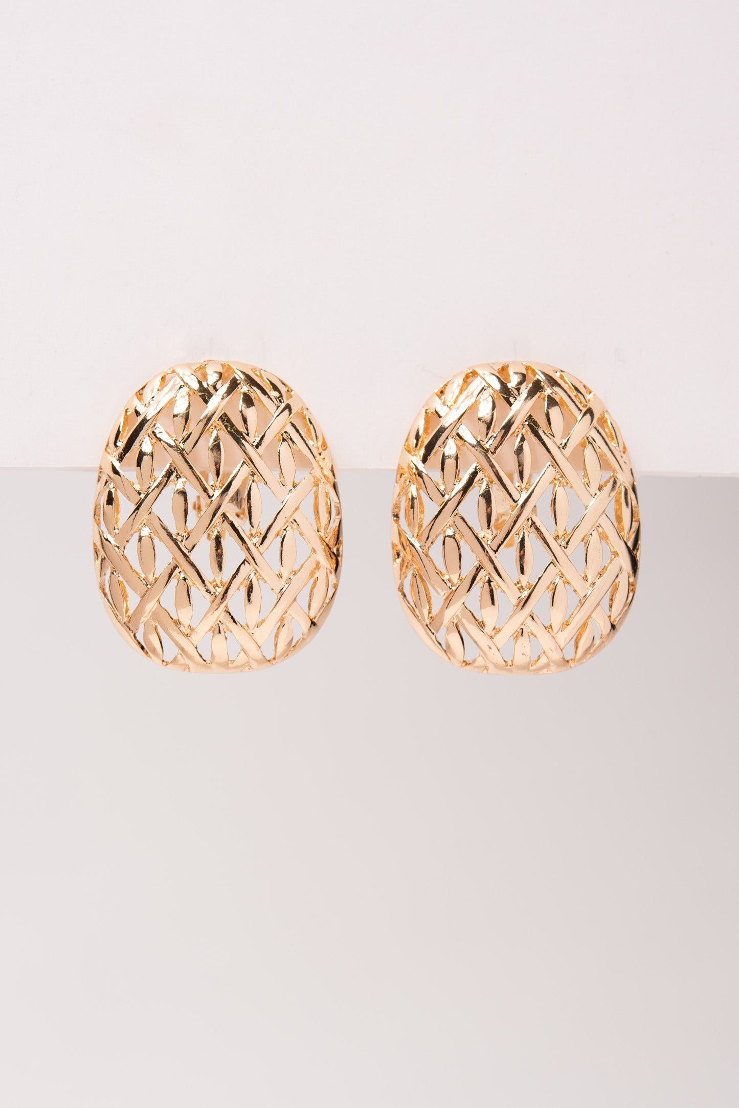 Mila Open Cut Woven Dome Clip-On Earrings- Gold