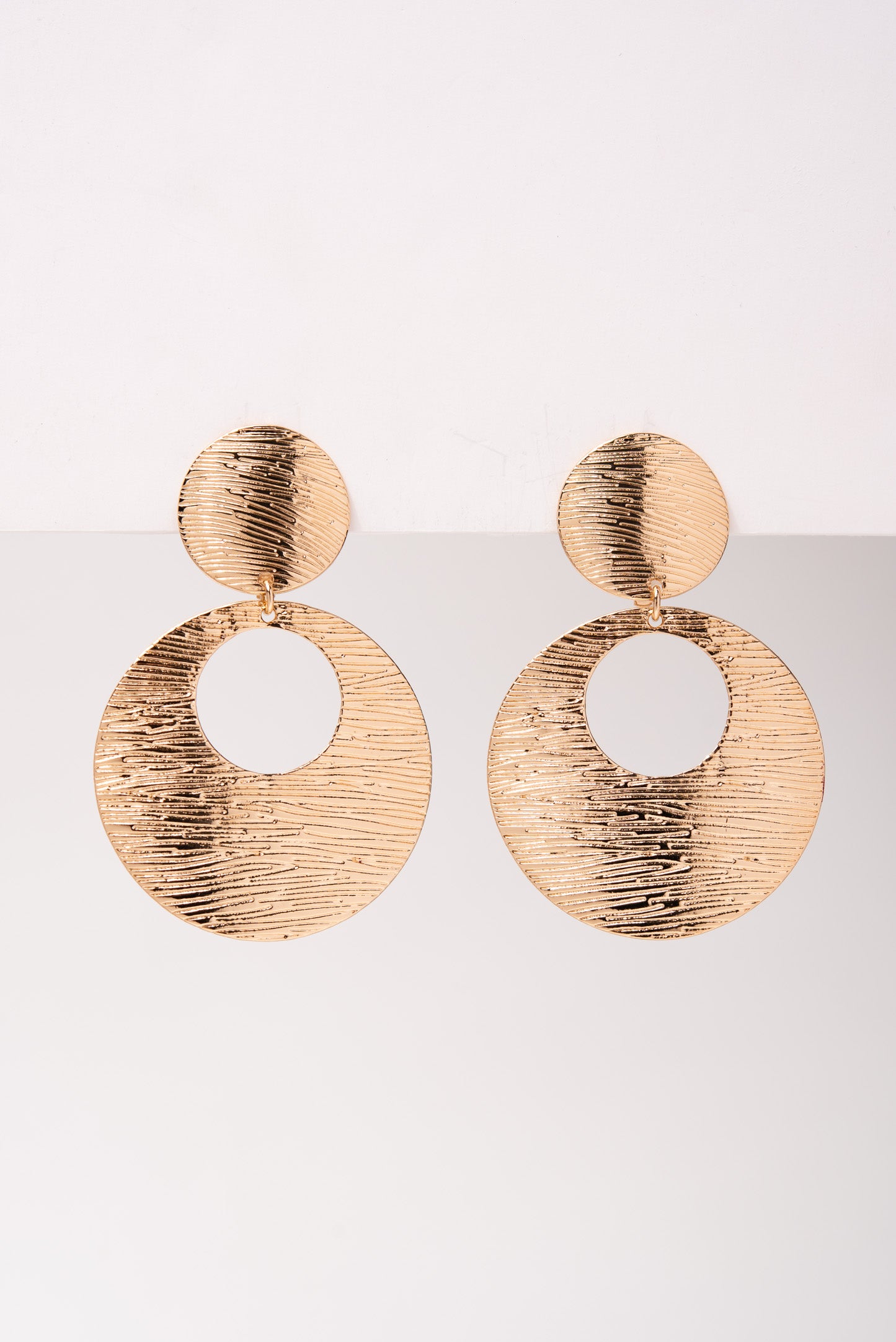 Aria Brushed Metal Open Disc Clip-On Earrings