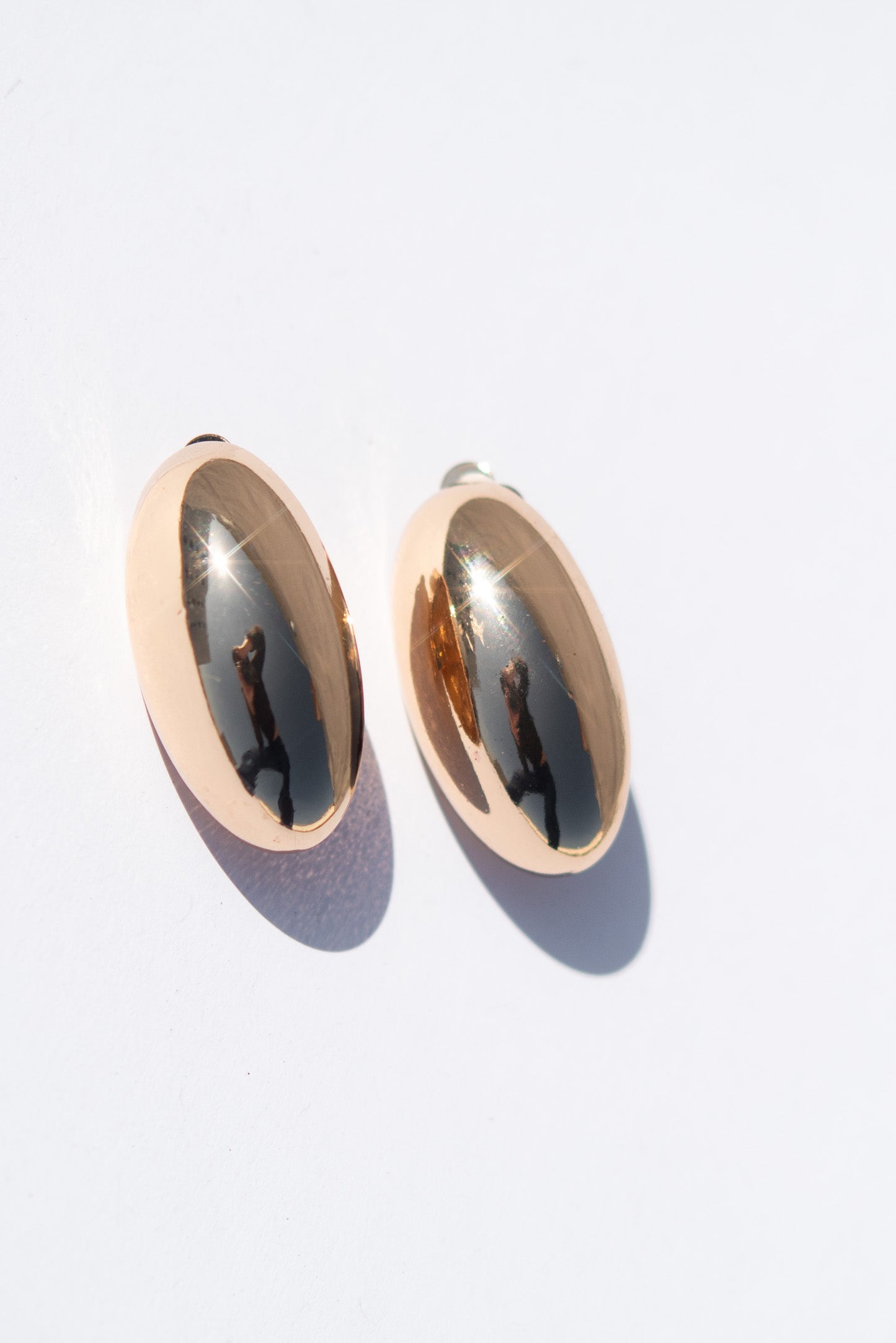 Angelina Oval Metal Clip On Earrings