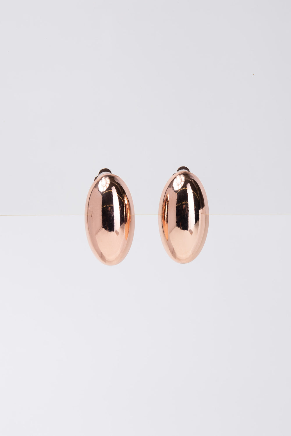 Angelina Oval Metal Clip On Earrings - Rose Gold