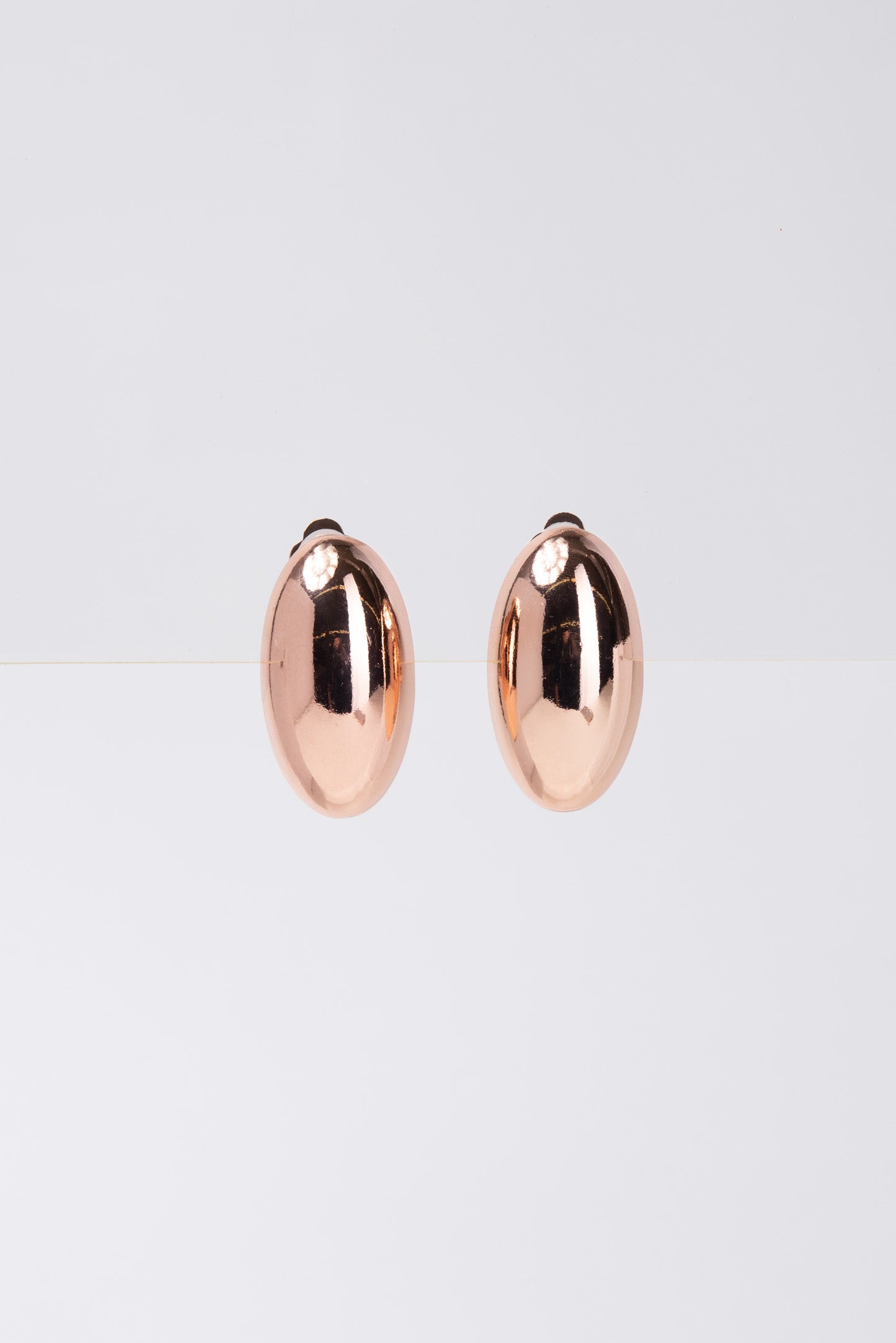 Angelina Oval Metal Clip On Earrings