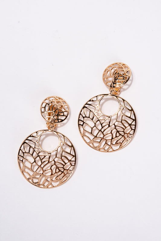 Ally 2-Tier Cutout Clip On Earring - Gold