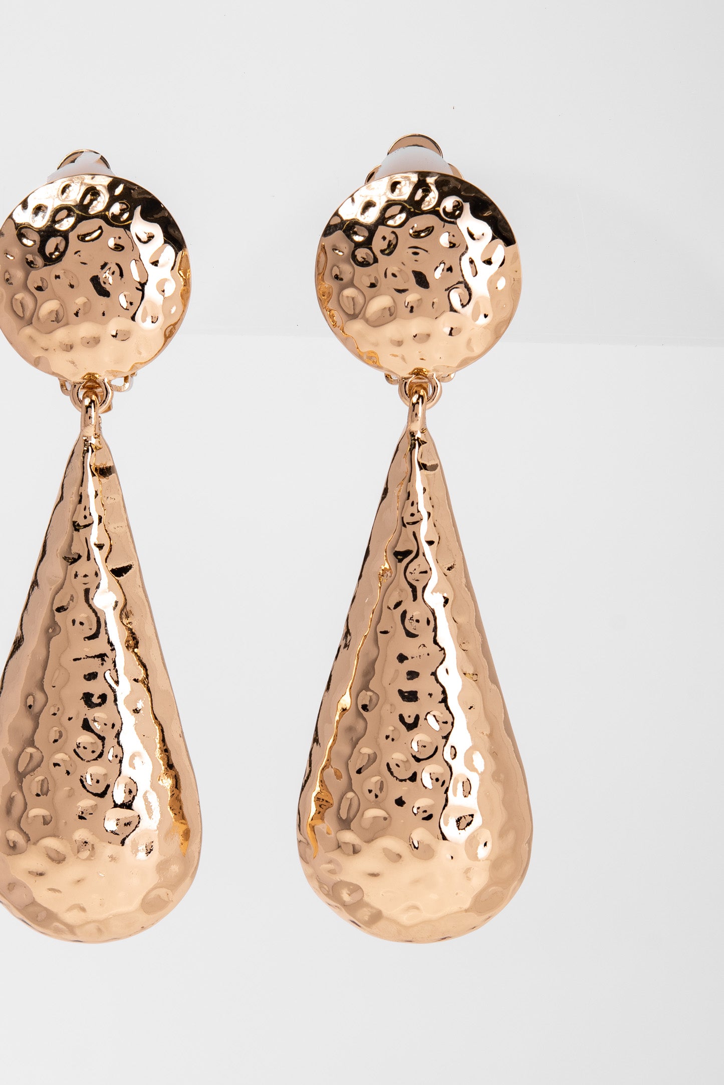 Giovanna Etched Drop Metal Clip-On Earrings