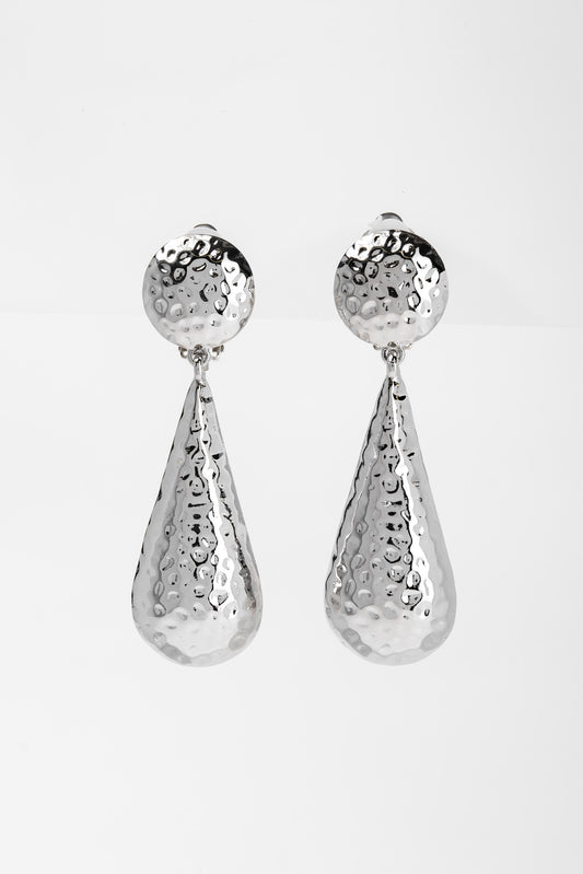 Giovanna Etched Drop Metal Clip-On Earrings