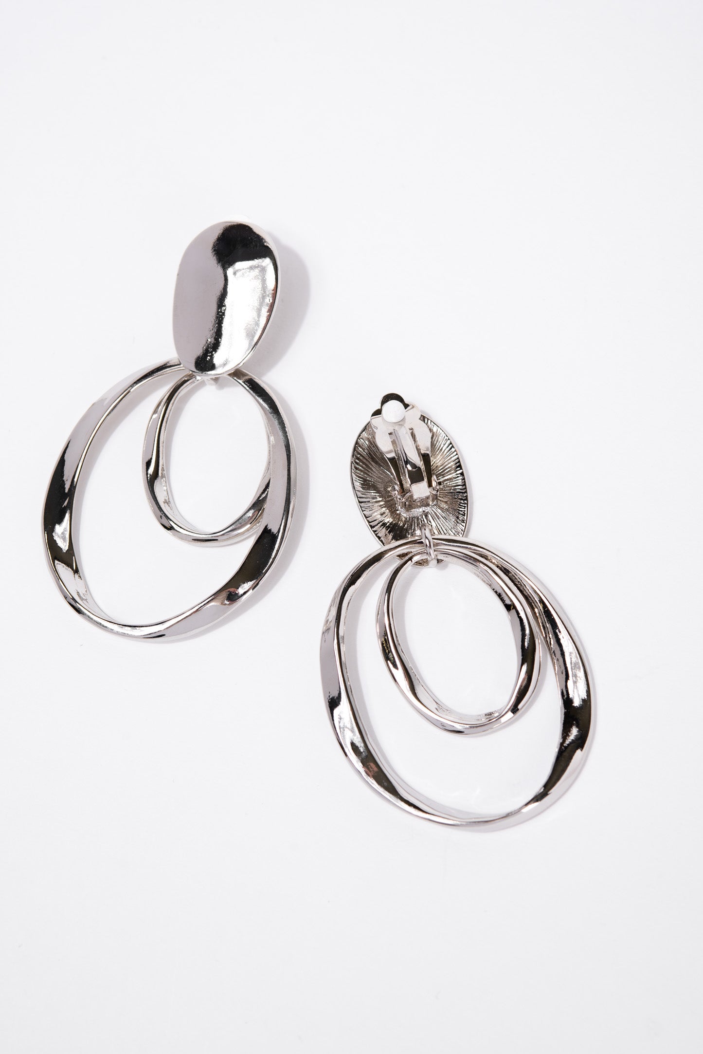 Fiona Metal Double Hoop Clip-On Earrings