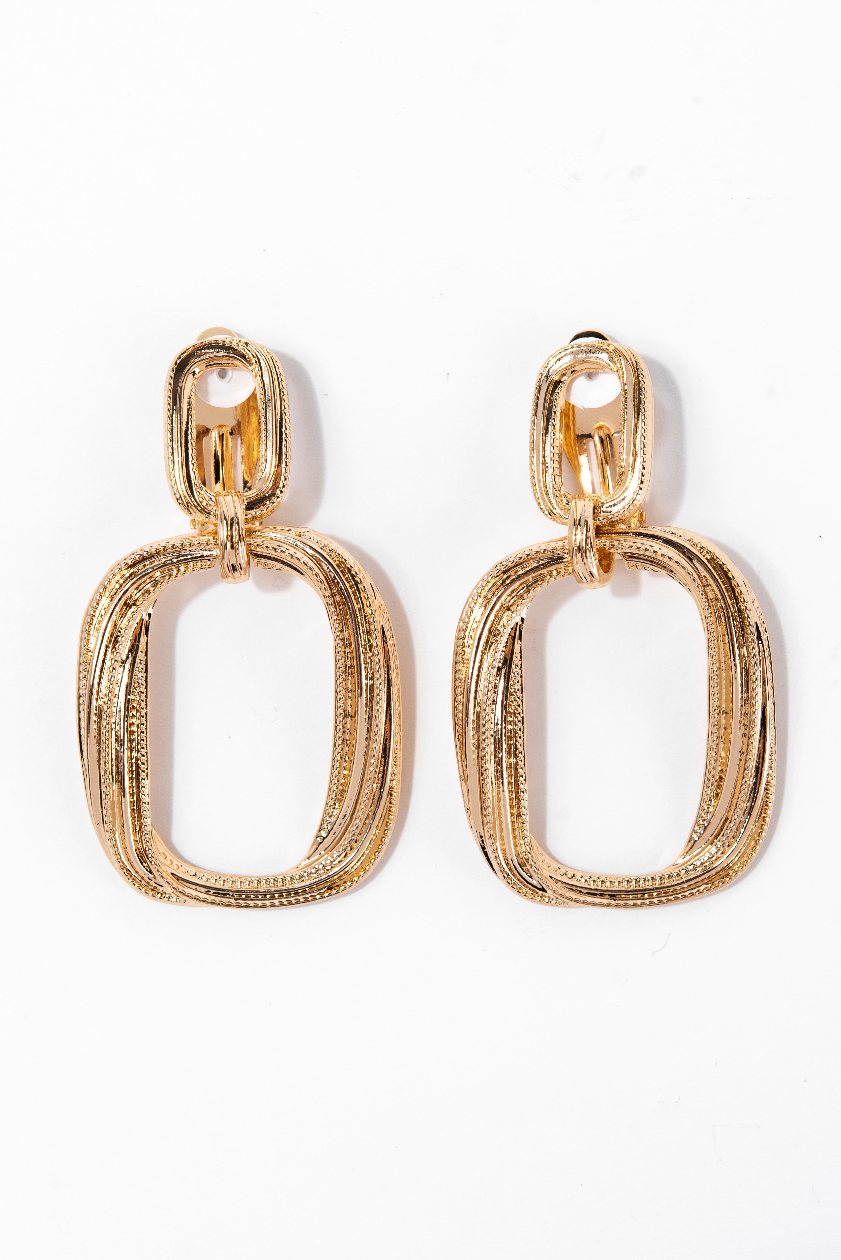 Daniela Rope Textured Dangle Clip-On Earrings | Gold