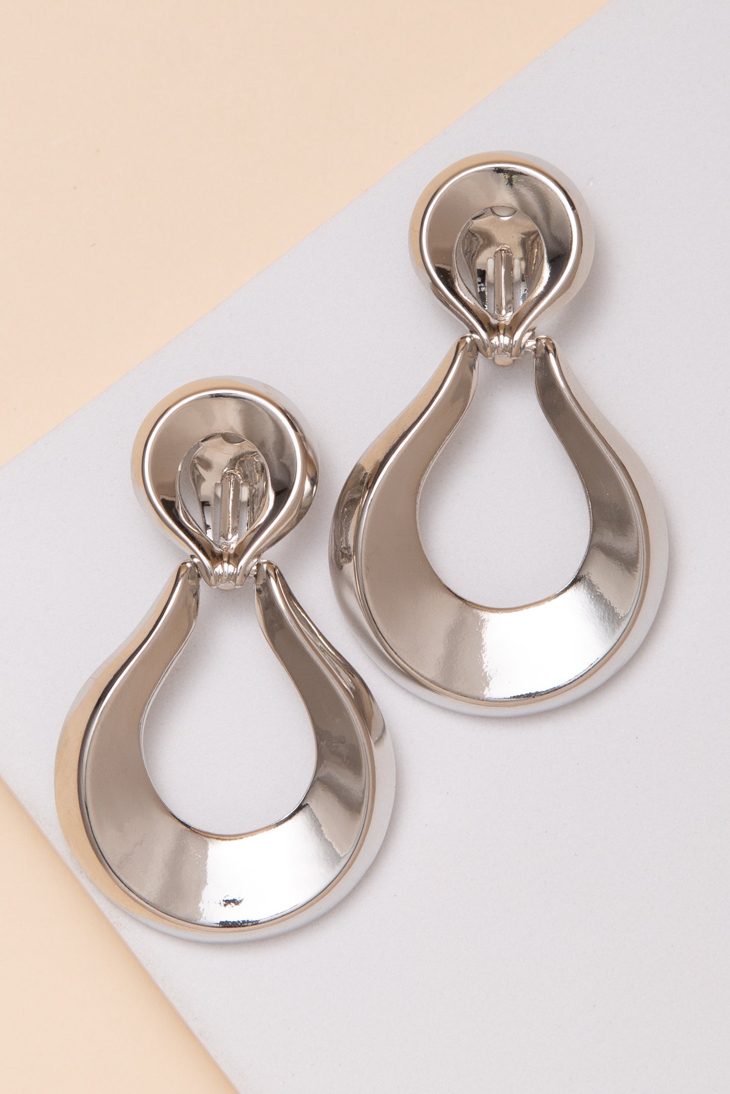 Kiara Polished Open Teardrop Clip-On Earrings