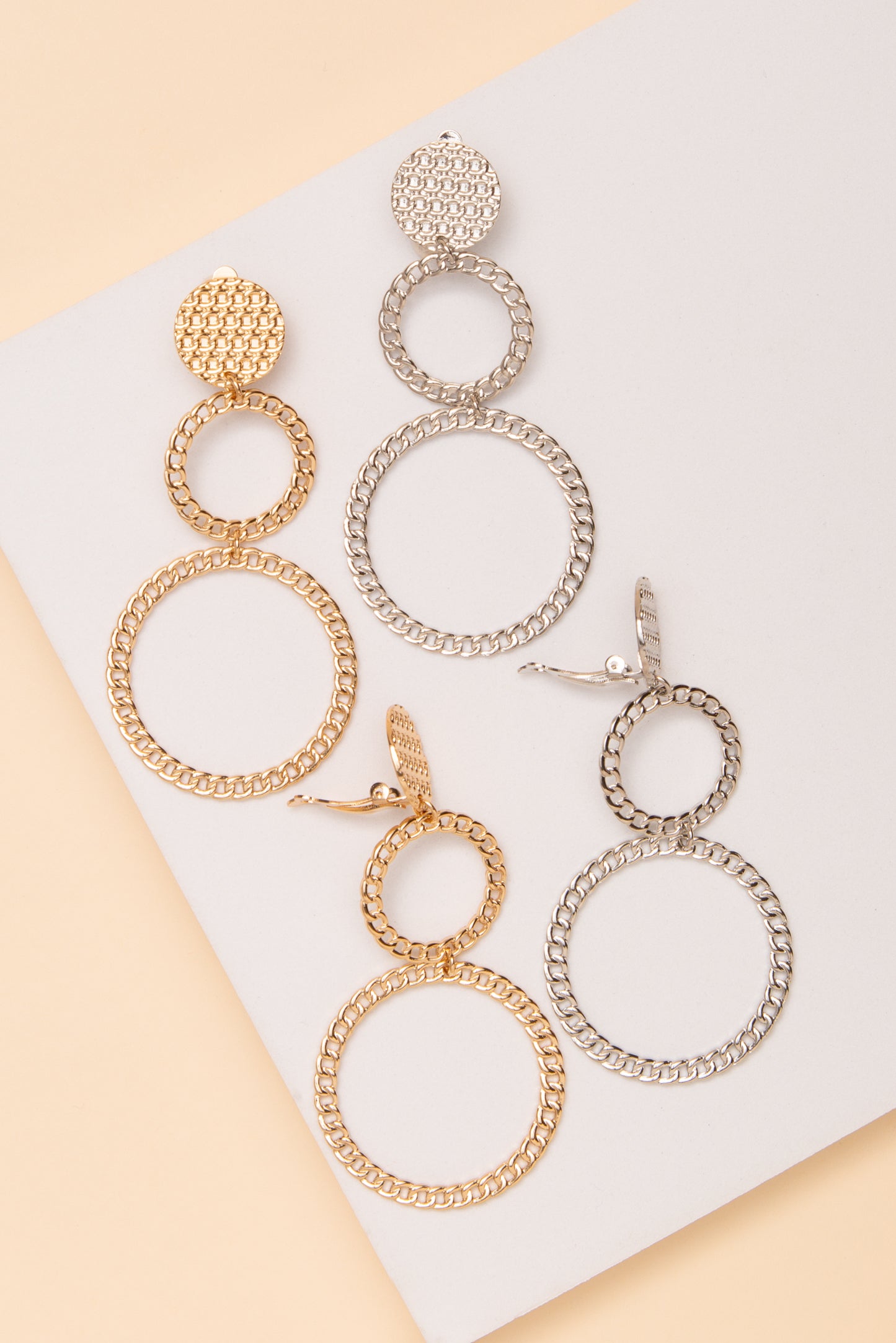 Ellie Chain Link Hoop Clip On Earrings