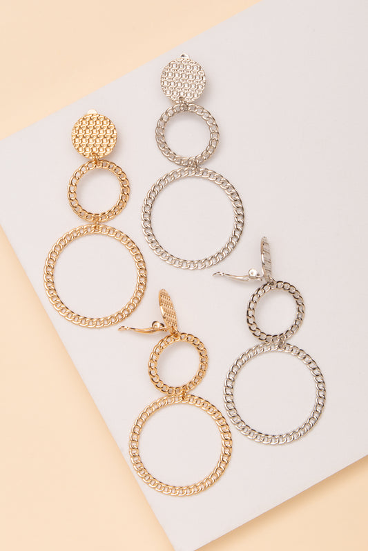 Ellie Chain Link Hoop Clip On Earrings