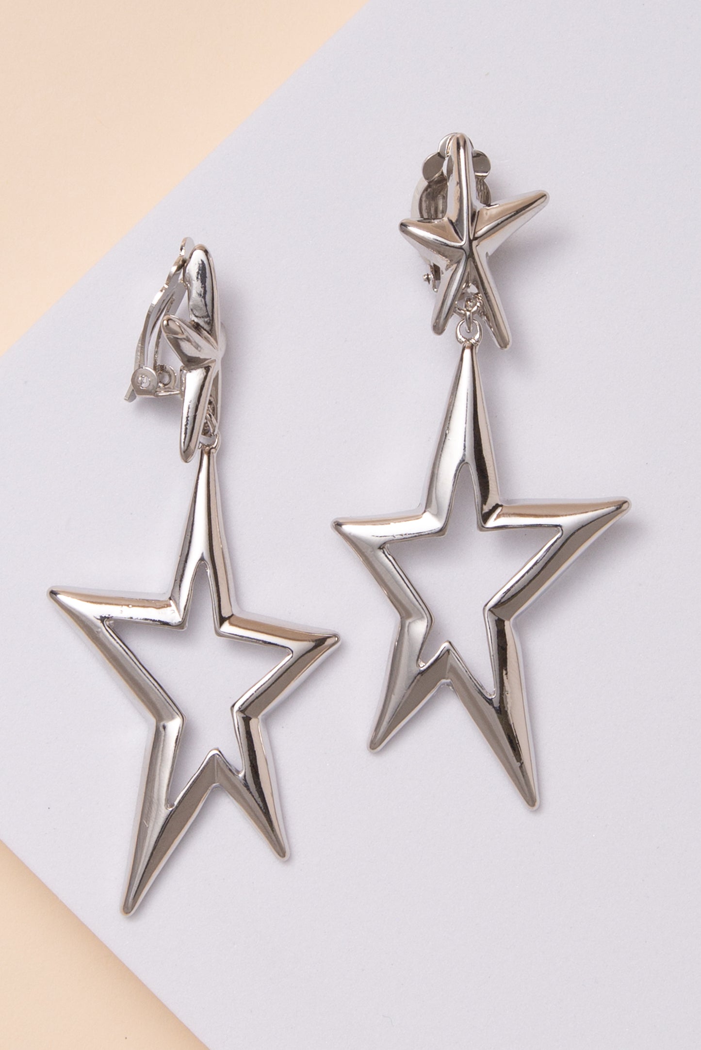 Abigail Polished double star clip-on earrings