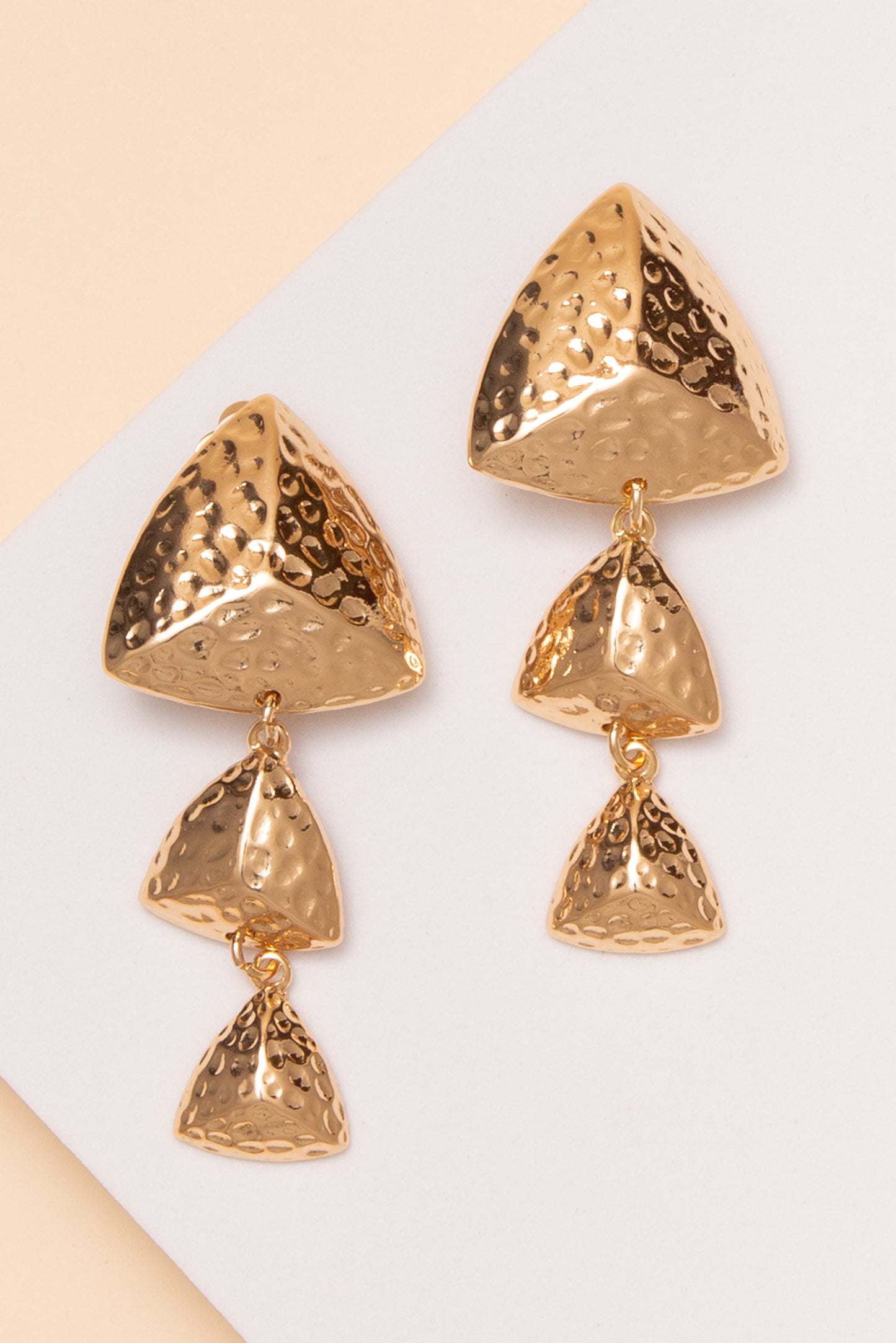 Nancy Pyramid Metal Clip On Earrings | Gold