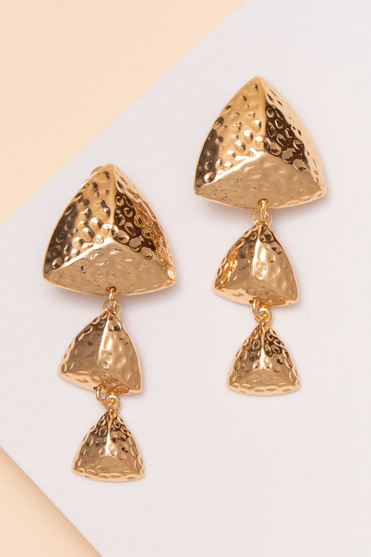 Nancy Pyramid Metal Clip On Earrings | Gold