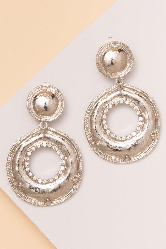 Camilla Hammered Disc Metal Clip Earrings | Silver