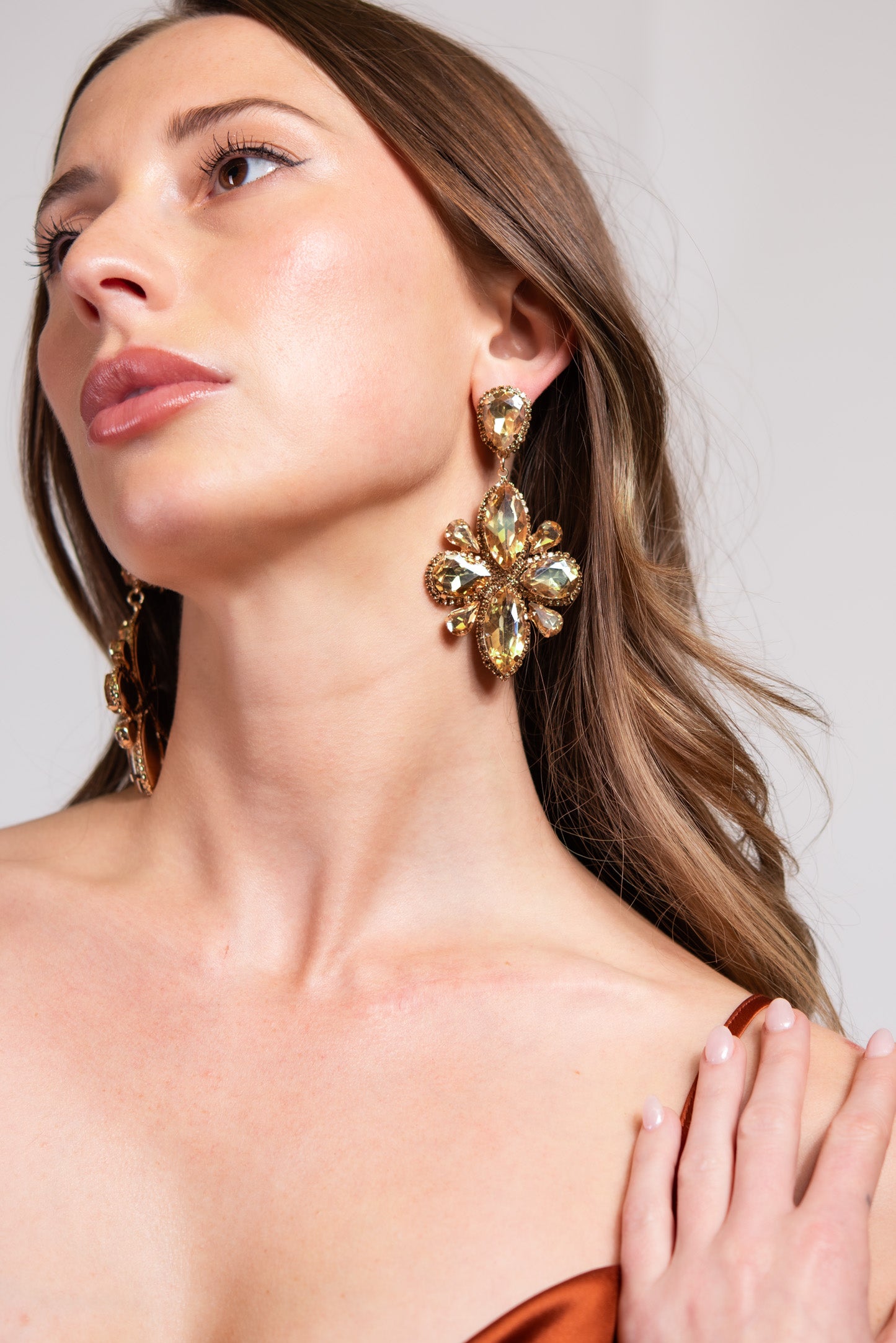 Avery Semi Stone Clip-On Earrings