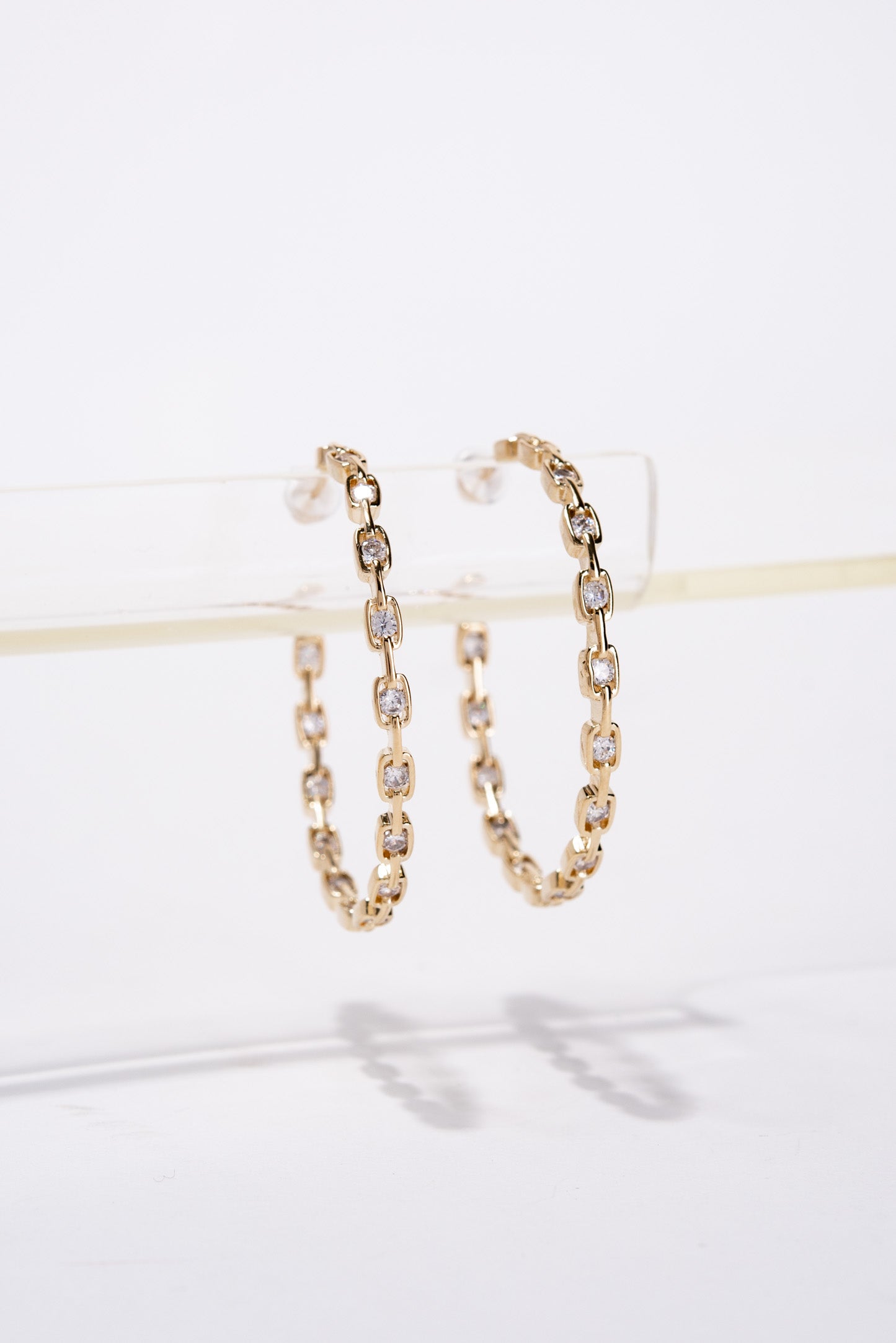 Alani Plated Rhinestone Open Hoop Earrings