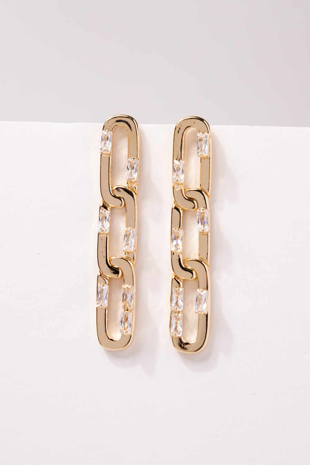 Zuri Gold Plated CZ Chain Link Earrings - Gold