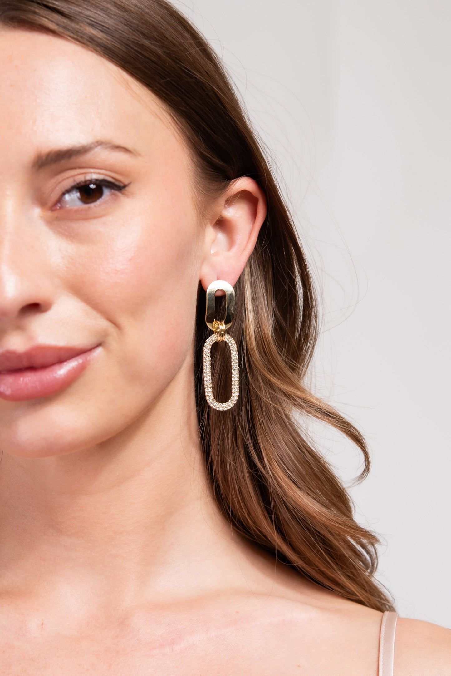 Cora CZ Paperclip Dangle Earrings