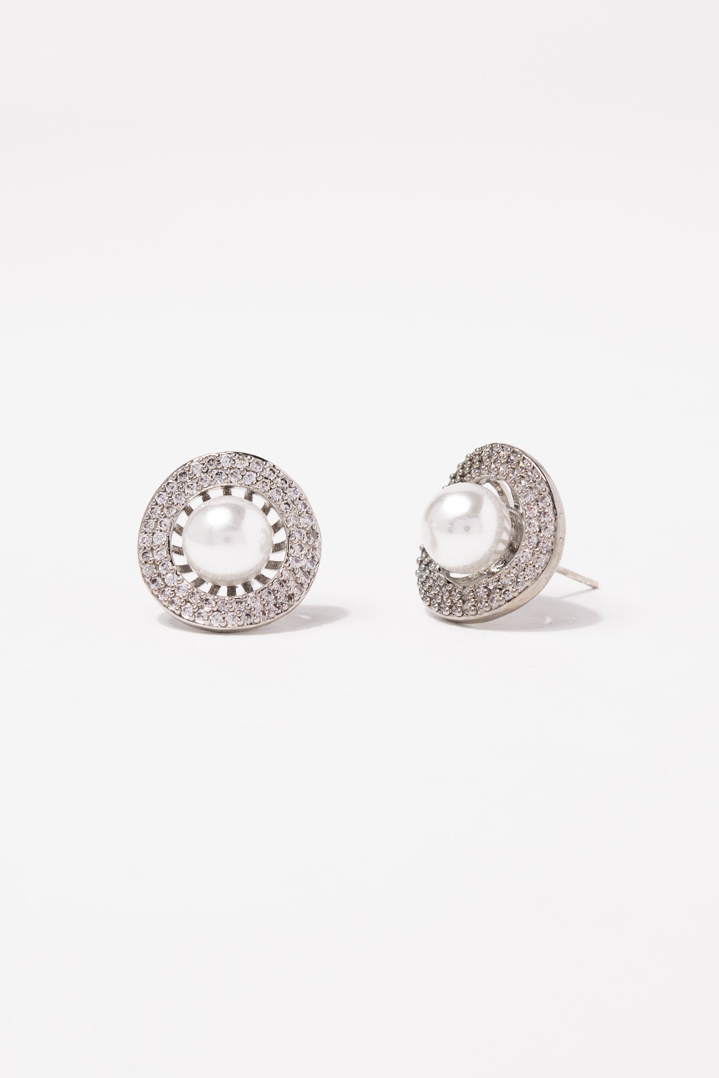 Ivy CZ with Pearl Earrings - Silver