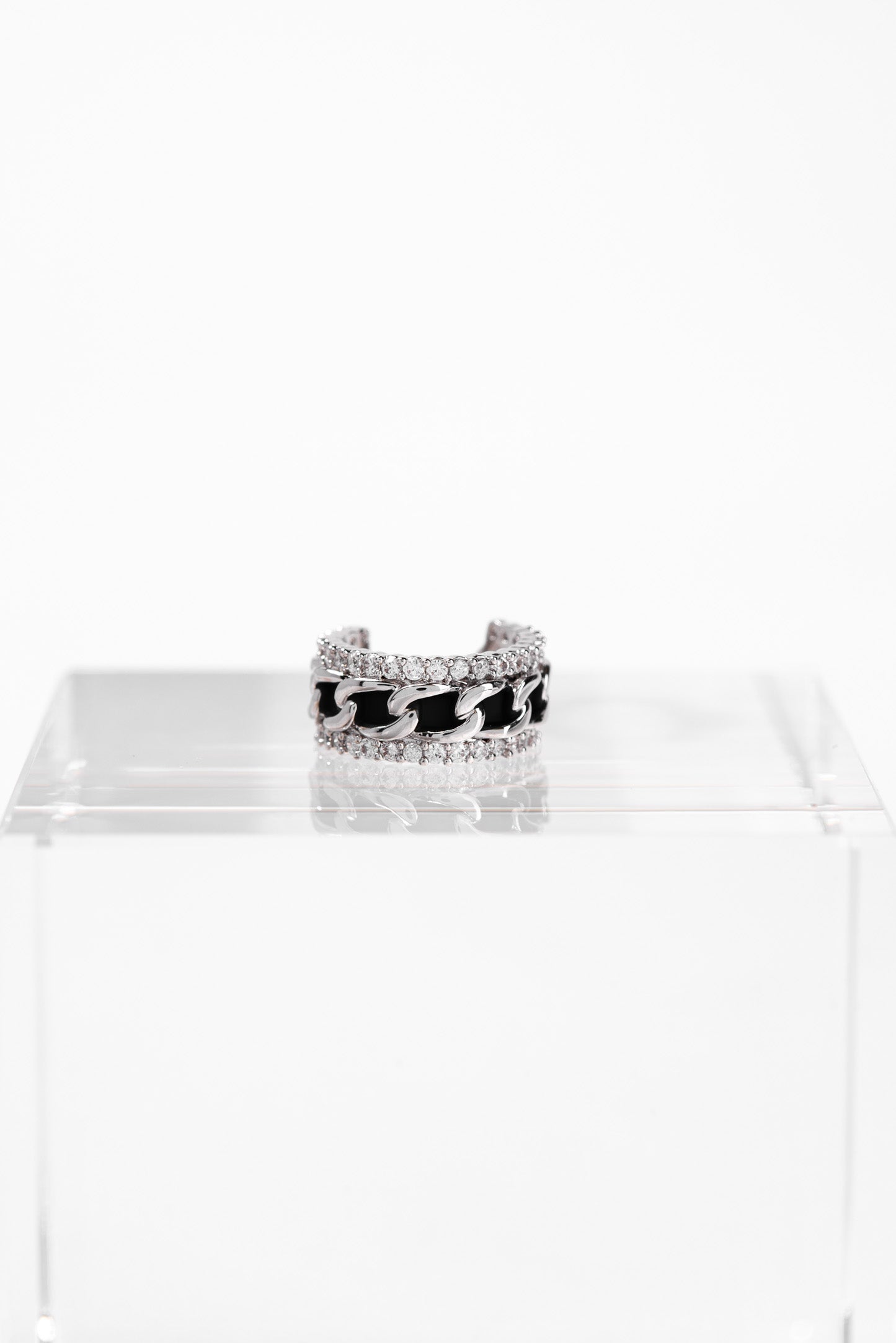 Julissa Chain Rhinestone Cuff Earrings - Silver