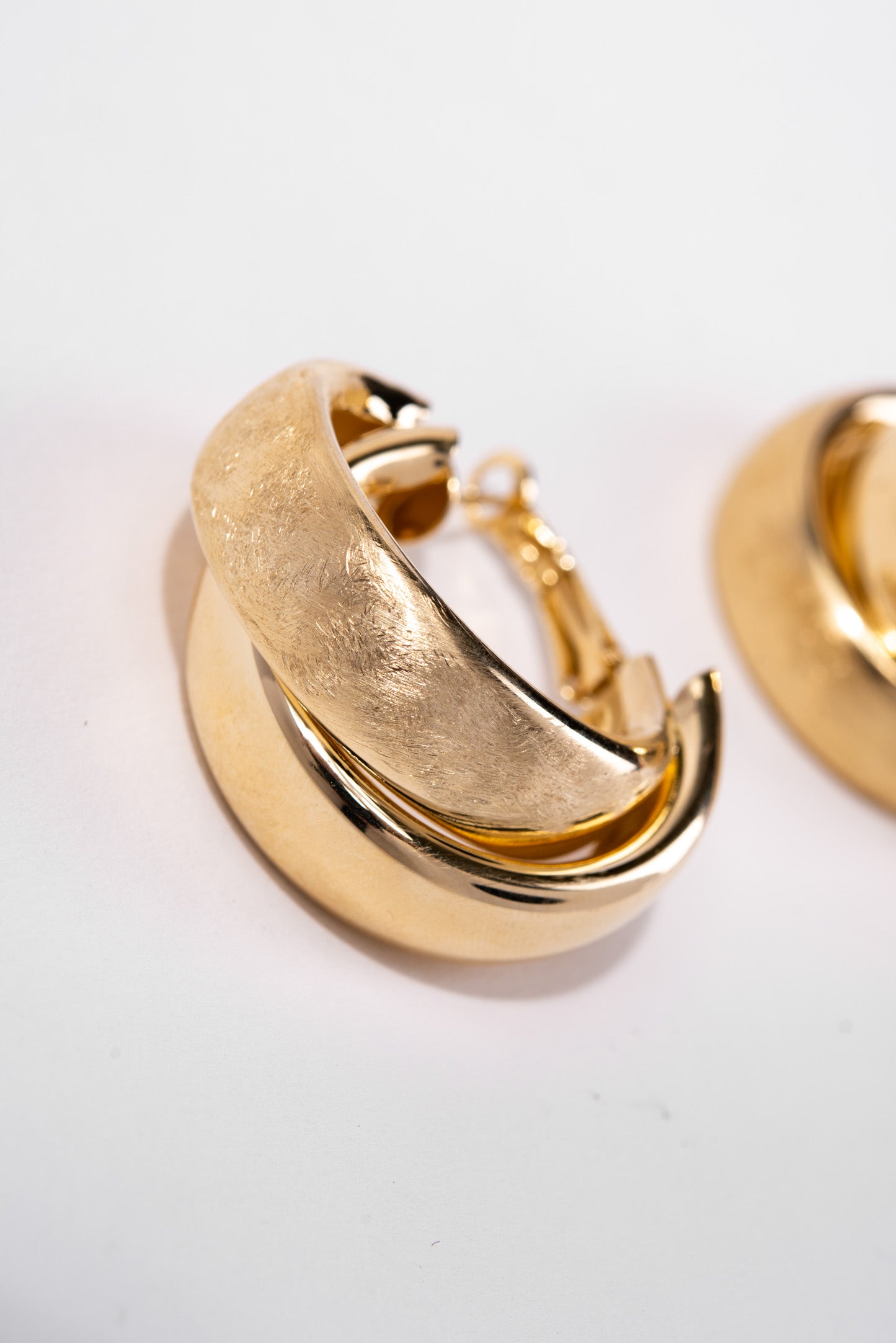 Kim Metallic Chunky Double Hoop Earrings - Gold