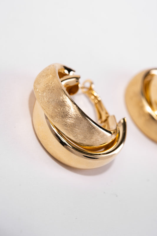 Kim Metallic Chunky Double Hoop Earrings | Gold