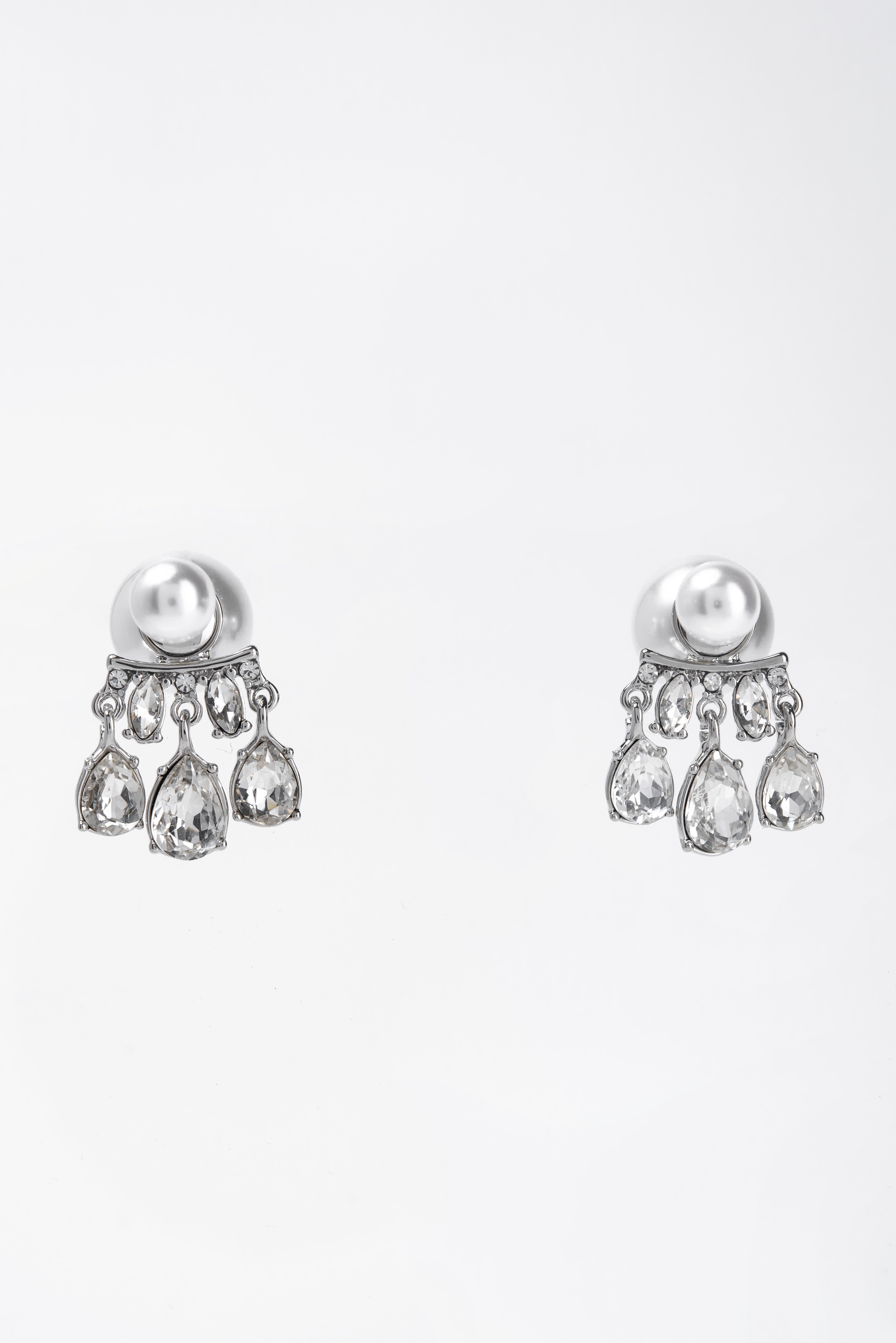 Nelly Pearl Post CZ Earrings | Silver