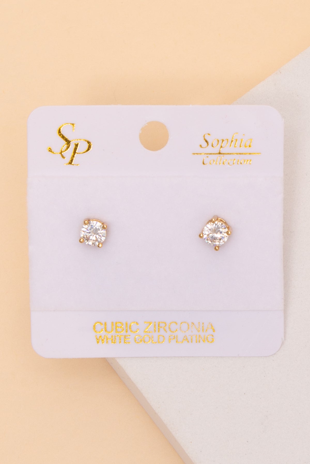 Chloe Four Prong 5mm Cubic Zirconia Stud Earrings