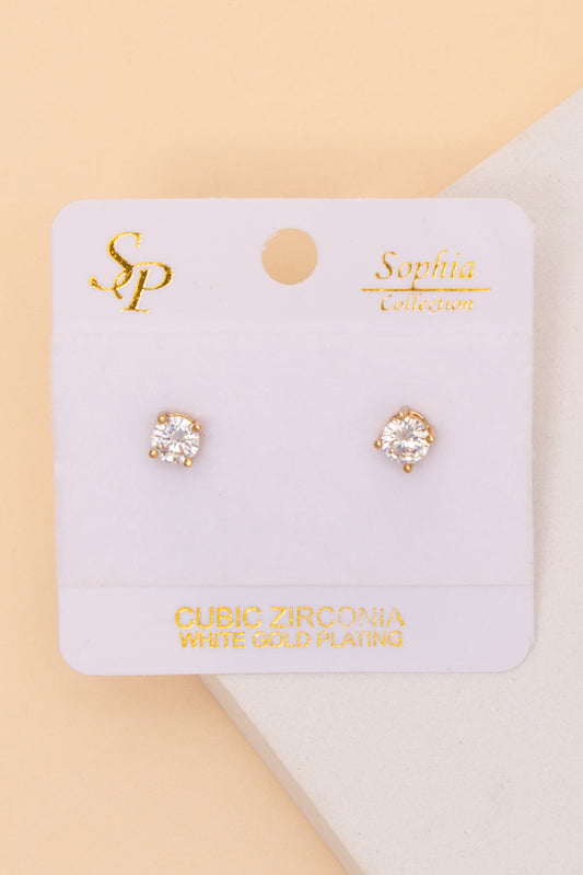 Chloe Four Prong 5mm Cubic Zirconia Stud Earrings