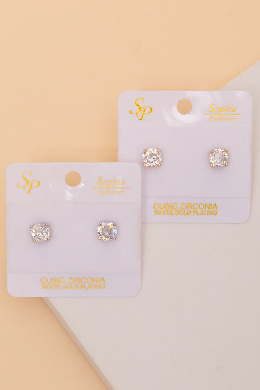 Gianna Round Cut Cubic Zirconia Stud Earrings