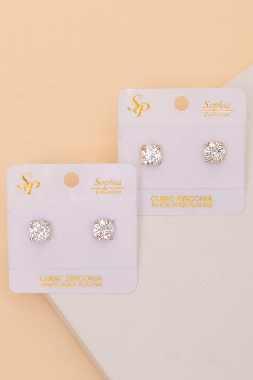 Valentina 8mm Authentic Cubic Zirconia Stud Earrings