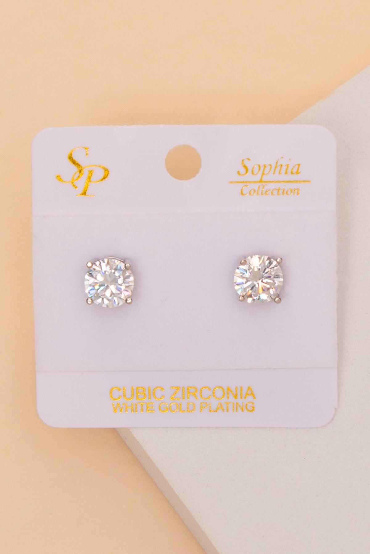 Valentina 8mm Authentic Cubic Zirconia Stud Earrings