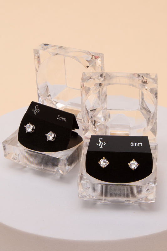 Alexandria 5MM Round Cubic Earrings