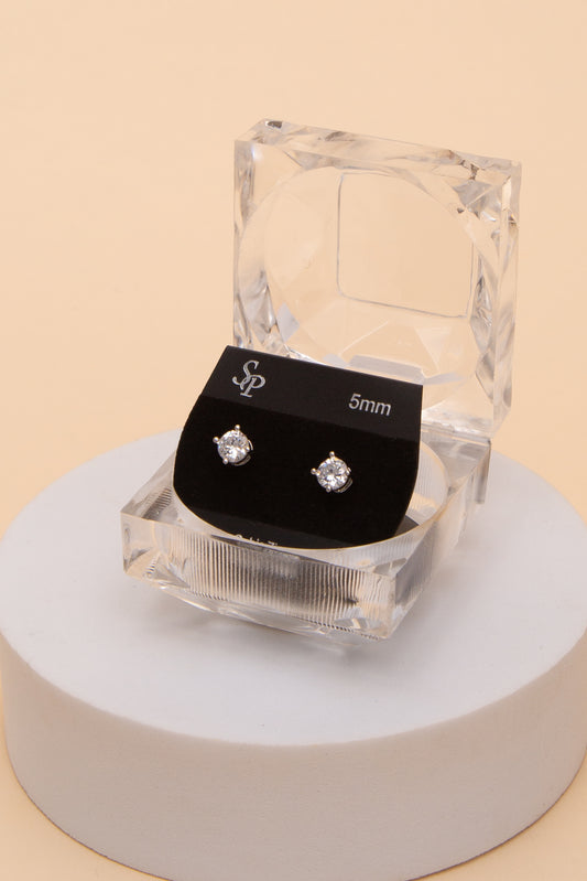 Alexandria 5MM Round Cubic Earrings | Silver