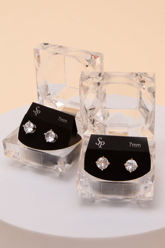 Harper 7MM Round Cubic Earrings