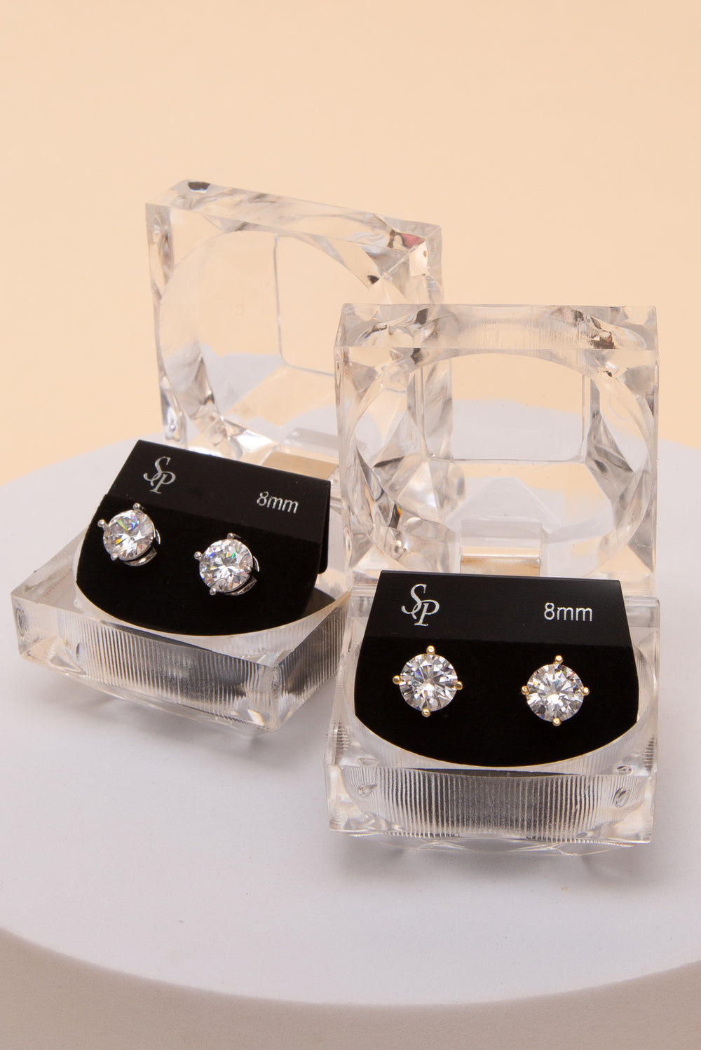 Ella 8MM Round Cubic Earrings