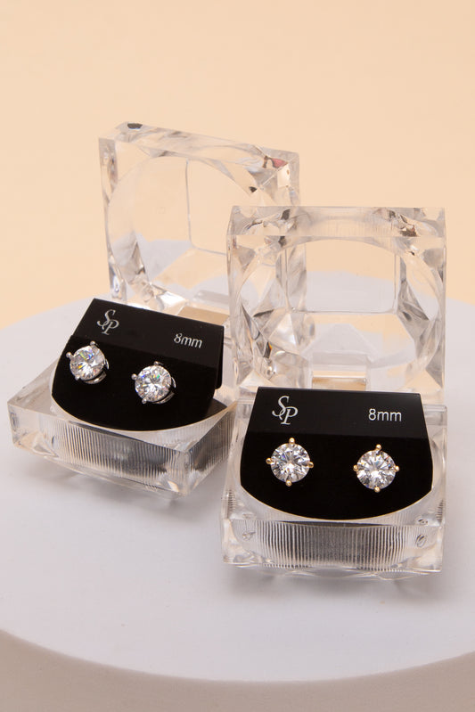 Ella 8MM Round Cubic Earrings