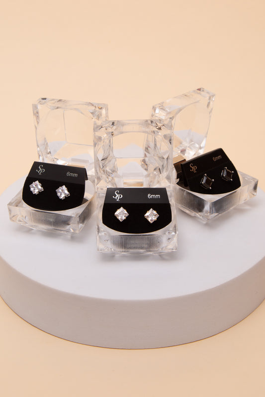 Valerie 6MM Square Cubic Earrings