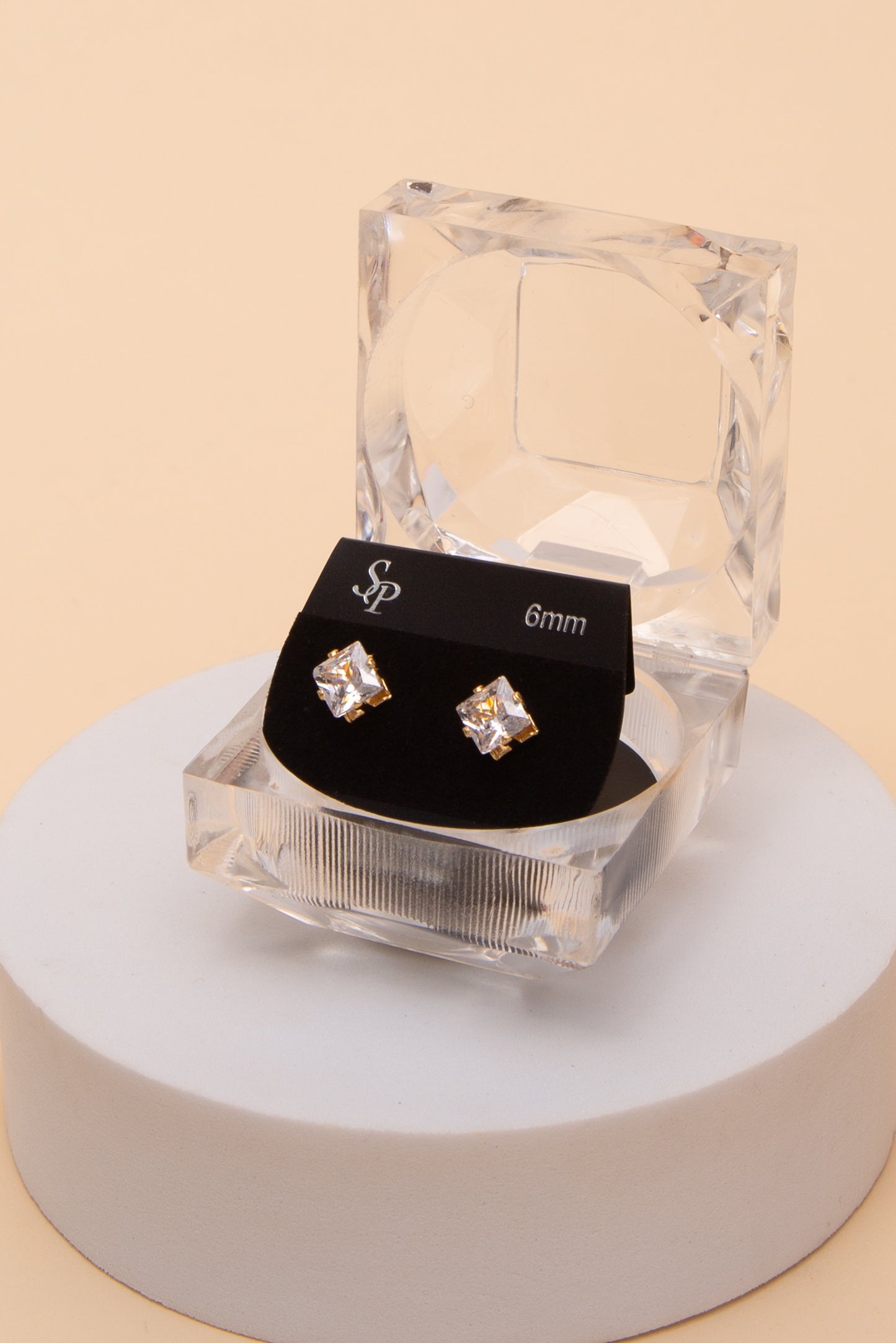 Valerie 6MM Square Cubic Earrings | Gold 