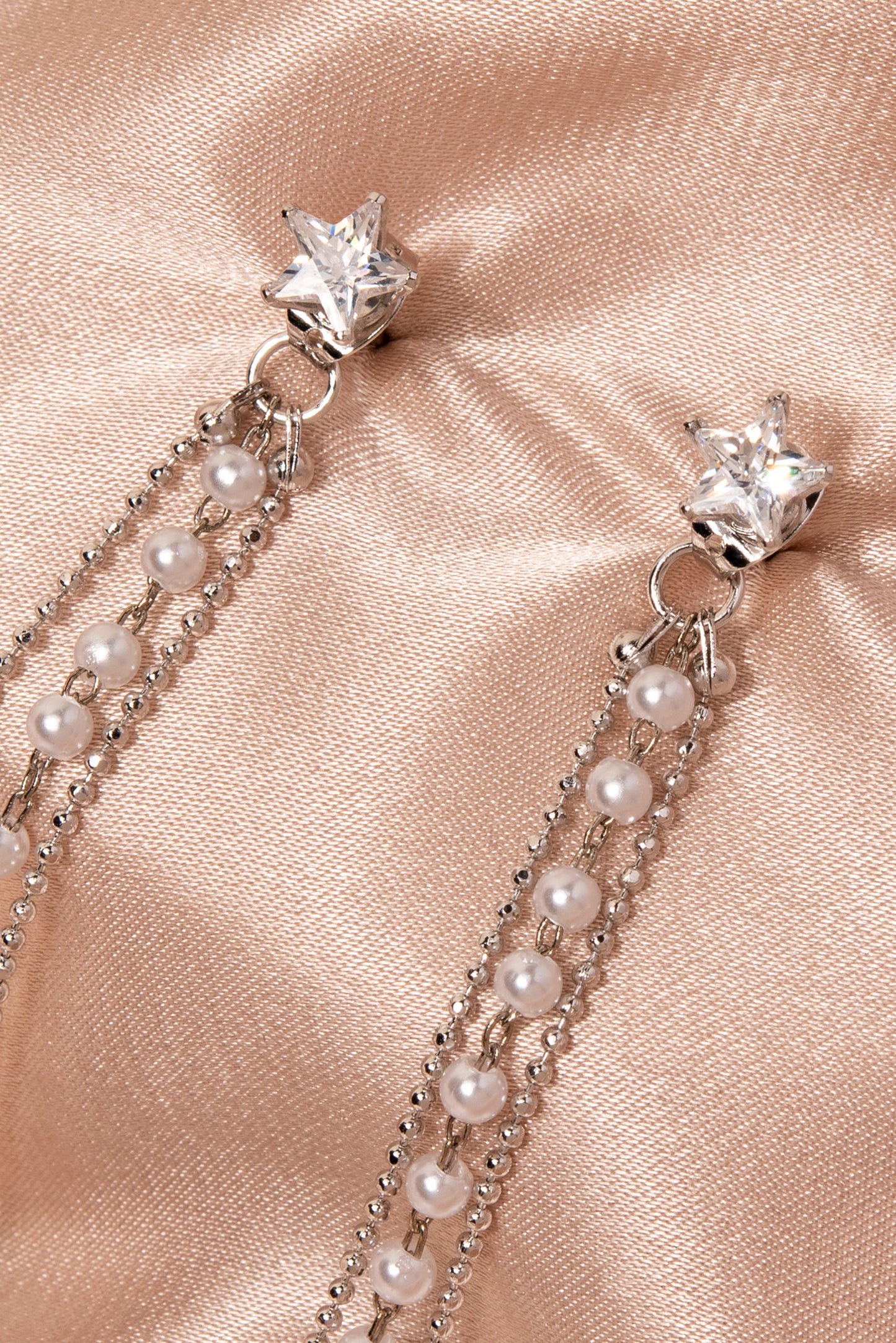 Star & Pearls Connected Earrings