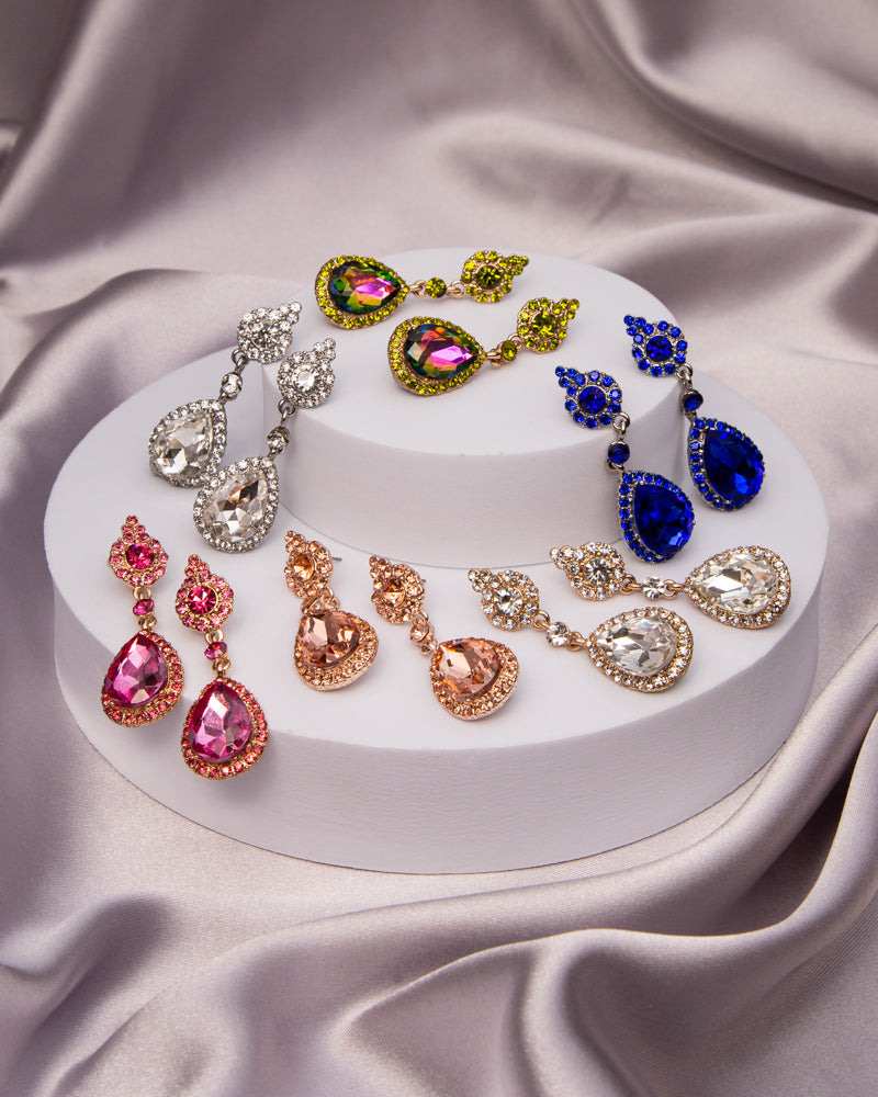 Madison Rhinestone Pave Teardrop Cut Crystal Earrings