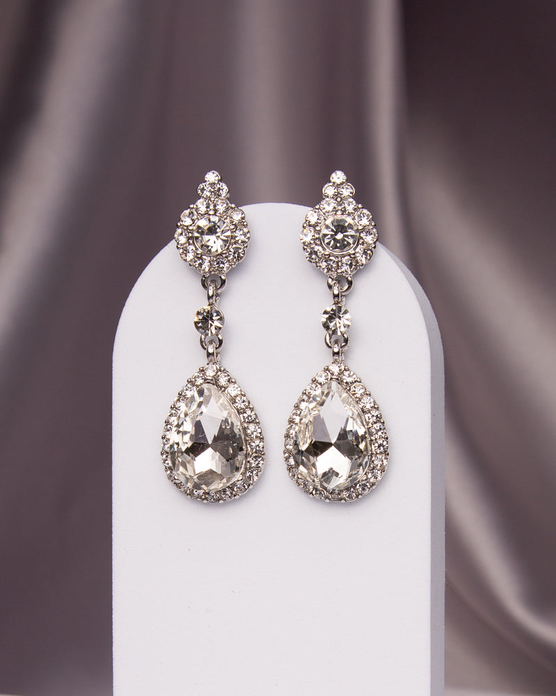 Madison Rhinestone Pave Teardrop Cut Crystal Earrings
