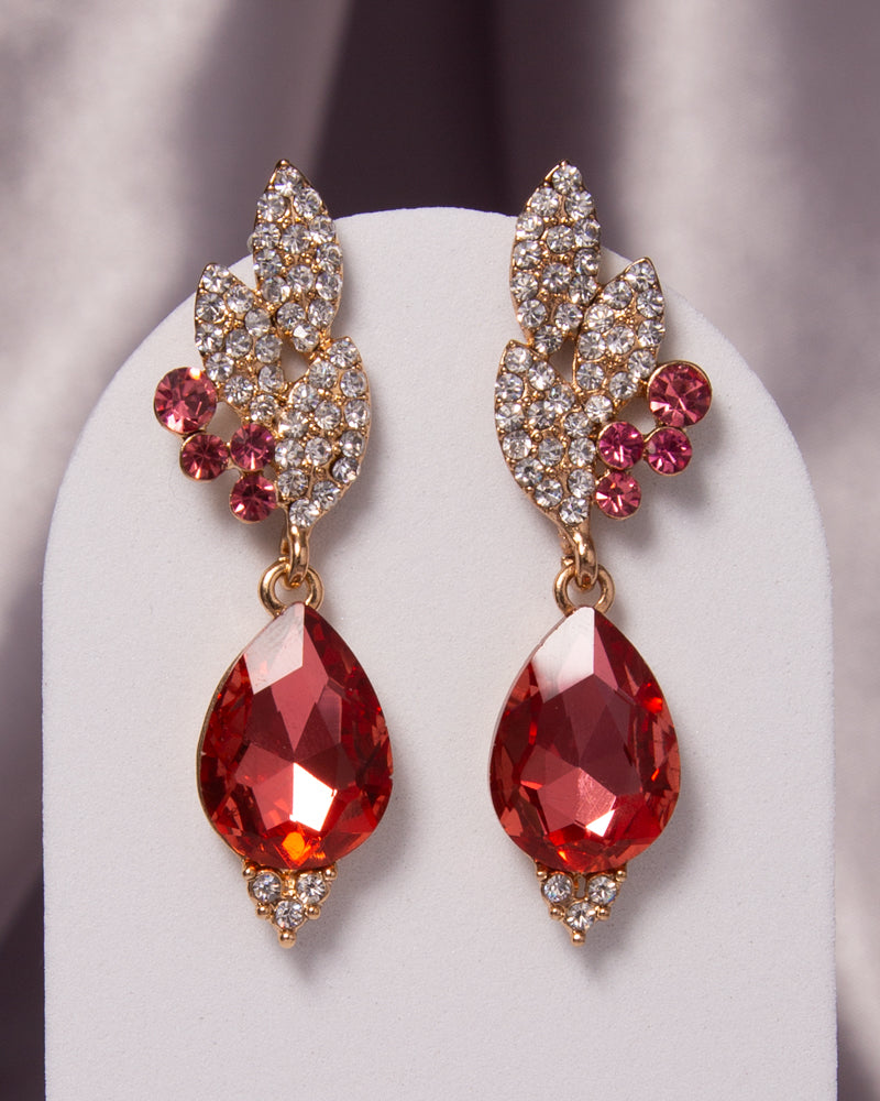 Aurora 2-Tier Rhinestone Cluster Teardrop-Cut Crystal Earrings